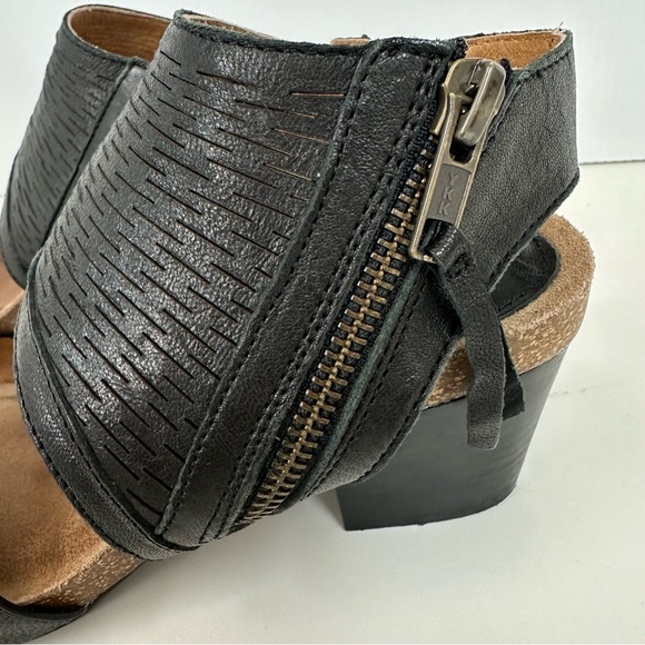 Sofft 6M Black Wide Ankle Strap leather Open Toe Heeled sandals Zip Cork… - Picture 7 of 13